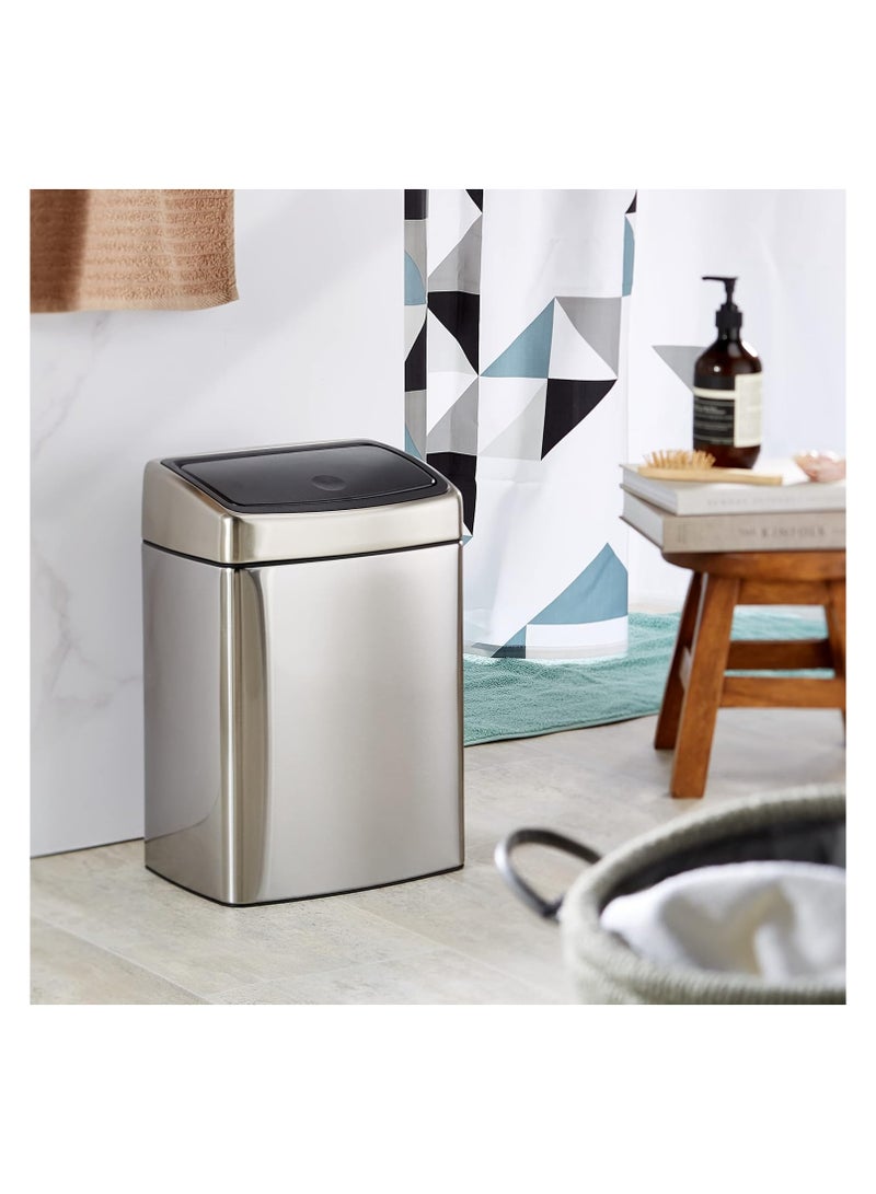 Brabantia Rectangular Touch Bin, 10 L - Fingerprint Proof Matt Steel