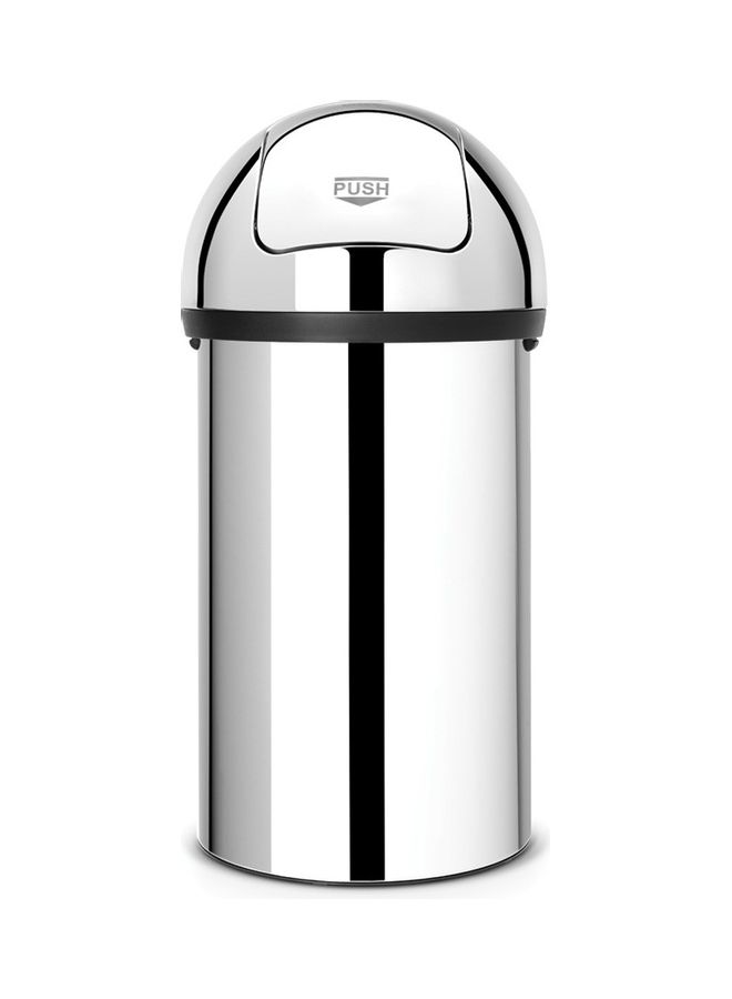 Push Bin With Swing Lid, 60L Brilliant Steel