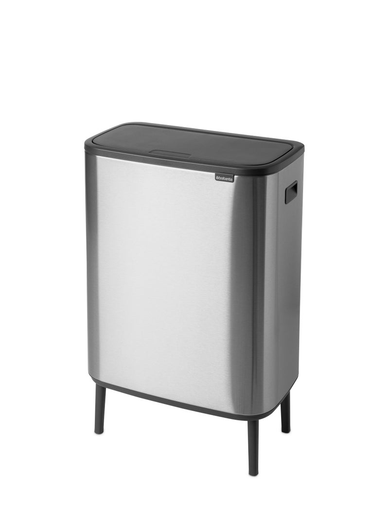 Matt Steel Fingerprint Proof Bo Touch Bin Hi with 1 Inner Bucket 60 Litres