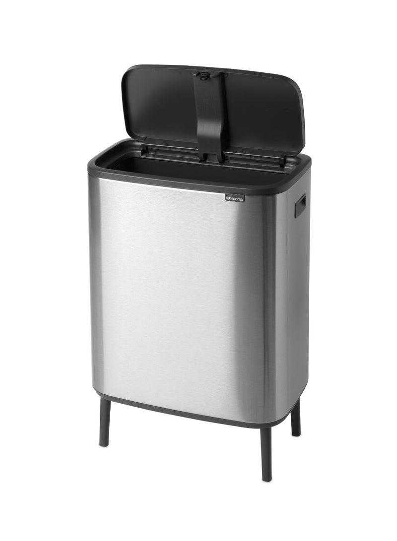 Matt Steel Fingerprint Proof Bo Touch Bin Hi with 1 Inner Bucket 60 Litres