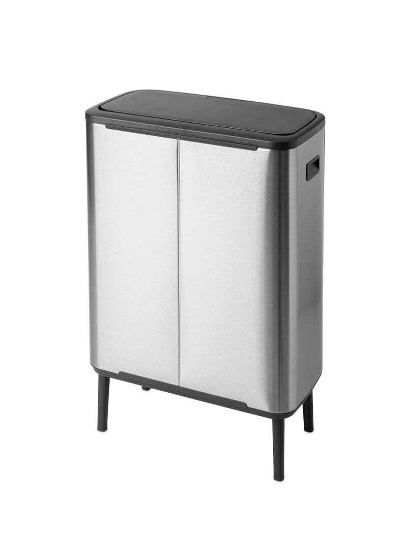 Matt Steel Fingerprint Proof Bo Touch Bin Hi with 1 Inner Bucket 60 Litres