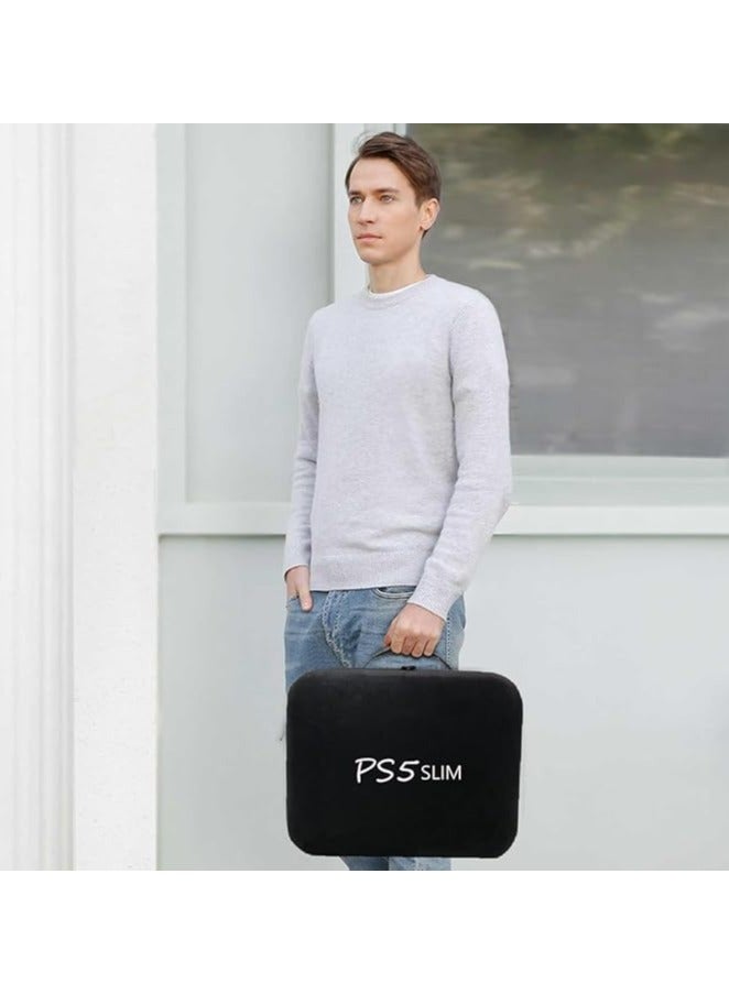 PS5 SLIM Travel Storage Bag for Ps5 Slim Shockproof Hard Shell Bag Luxury Waterproof Shoulder Bag for Playstation 5 Slim Console & Accessories Storage Organizer Single Black