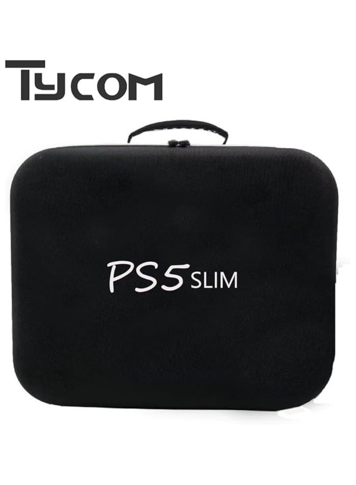 PS5 SLIM Travel Storage Bag for Ps5 Slim Shockproof Hard Shell Bag Luxury Waterproof Shoulder Bag for Playstation 5 Slim Console & Accessories Storage Organizer Single Black