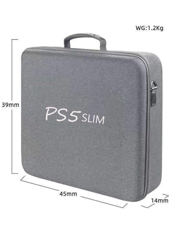 PS5 SLIM Travel Storage Bag for Ps5 Slim Shockproof Hard Shell Bag Luxury Waterproof Shoulder Bag for Playstation 5 Slim Console & Accessories Storage Organizer Single Grey