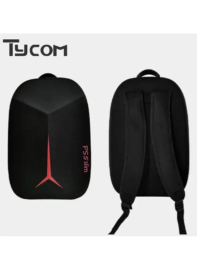 PS5 SLIM Travel Storage Bag for Ps5 Slim Shockproof Hard Shell Bag Luxury Waterproof Shoulder Bag for Playstation 5 Slim Console & Accessories Storage Organizer (Backbag Black)
