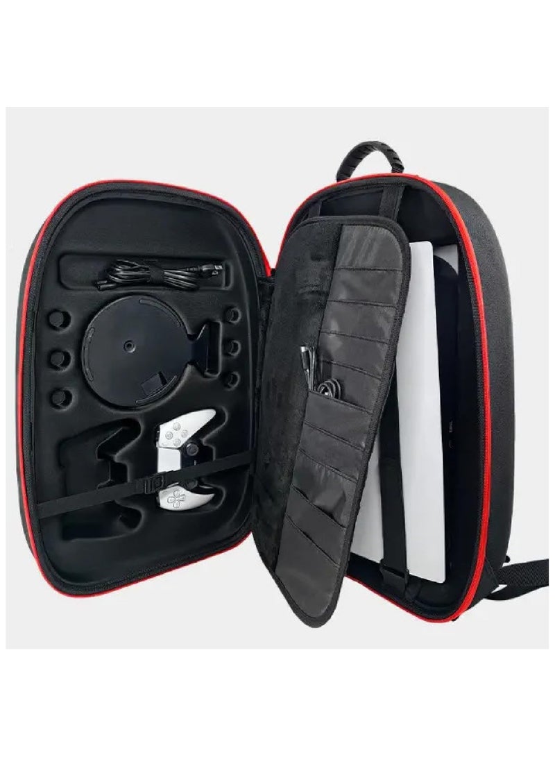 PS5 SLIM Travel Storage Bag for Ps5 Slim Shockproof Hard Shell Bag Luxury Waterproof Shoulder Bag for Playstation 5 Slim Console & Accessories Storage Organizer (Backbag Black)