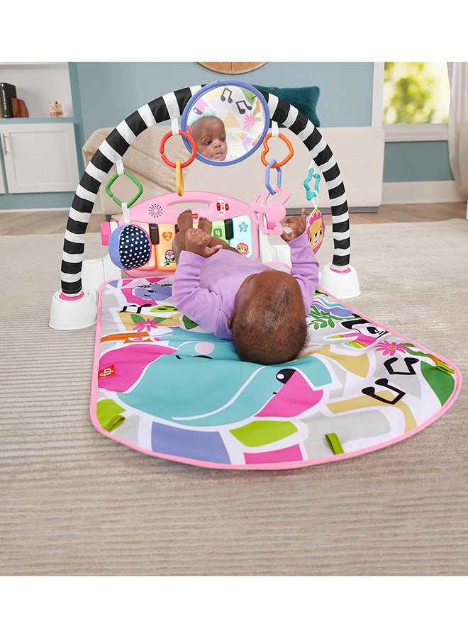 Baby Activity Mat Glow and Grow Kick & Play Piano Gym, Portable Musical Toy with Smart Stages Learning, Ages 0+ Months, Pink, Queens English Version