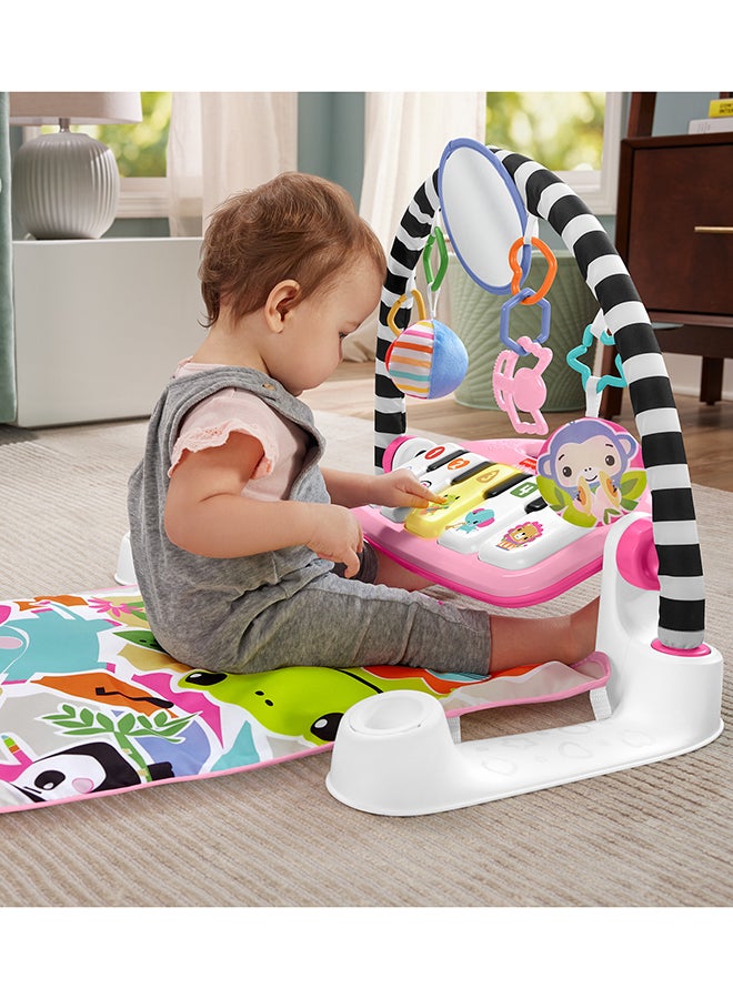 Baby Activity Mat Glow and Grow Kick & Play Piano Gym, Portable Musical Toy with Smart Stages Learning, Ages 0+ Months, Pink, Queens English Version