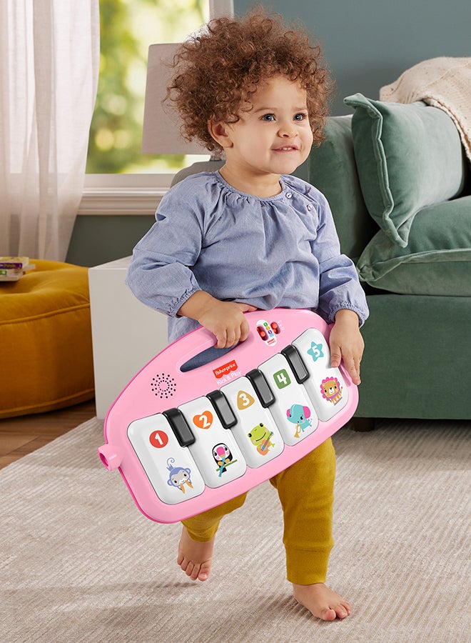 Baby Activity Mat Glow and Grow Kick & Play Piano Gym, Portable Musical Toy with Smart Stages Learning, Ages 0+ Months, Pink, Queens English Version