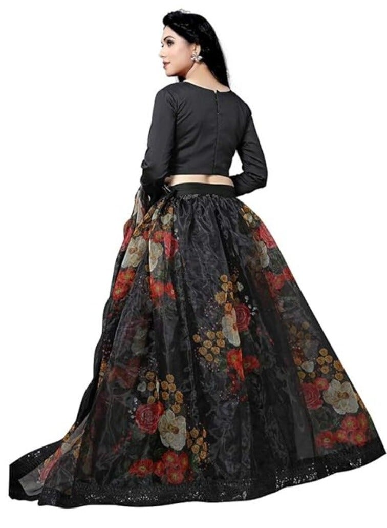 Organza Lehenga with Satin Silk Blouse