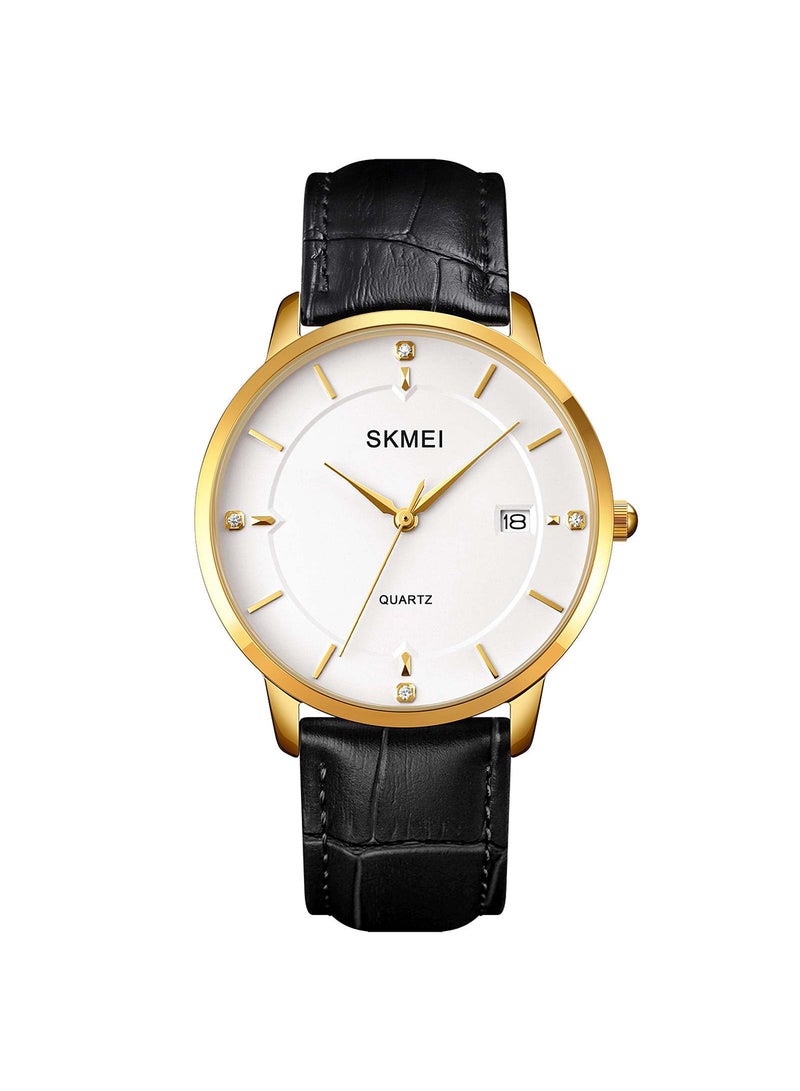 Women's Casual Quartz Waterproof Shock Resistant PU Leather Stainless Steel Strap Date Watch 1081GDWT