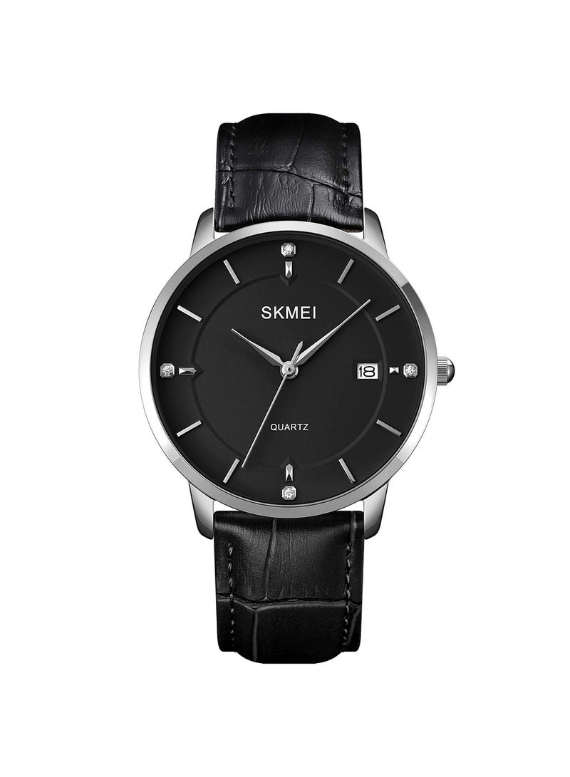 Women's Casual Quartz Waterproof Shock Resistant PU Leather Stainless Steel Strap Date Watch 1081SIBK