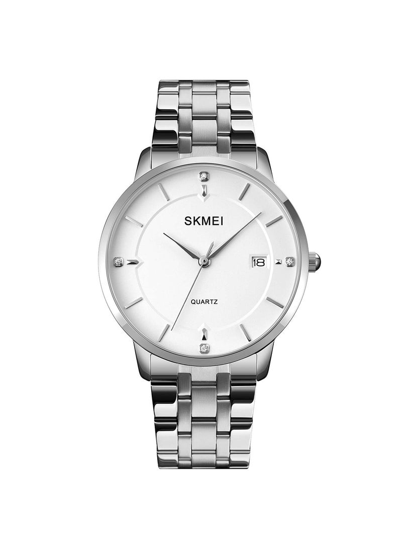 Women's Casual Quartz Waterproof Shock Resistant PU Leather Stainless Steel Strap Date Watch 1081SSI