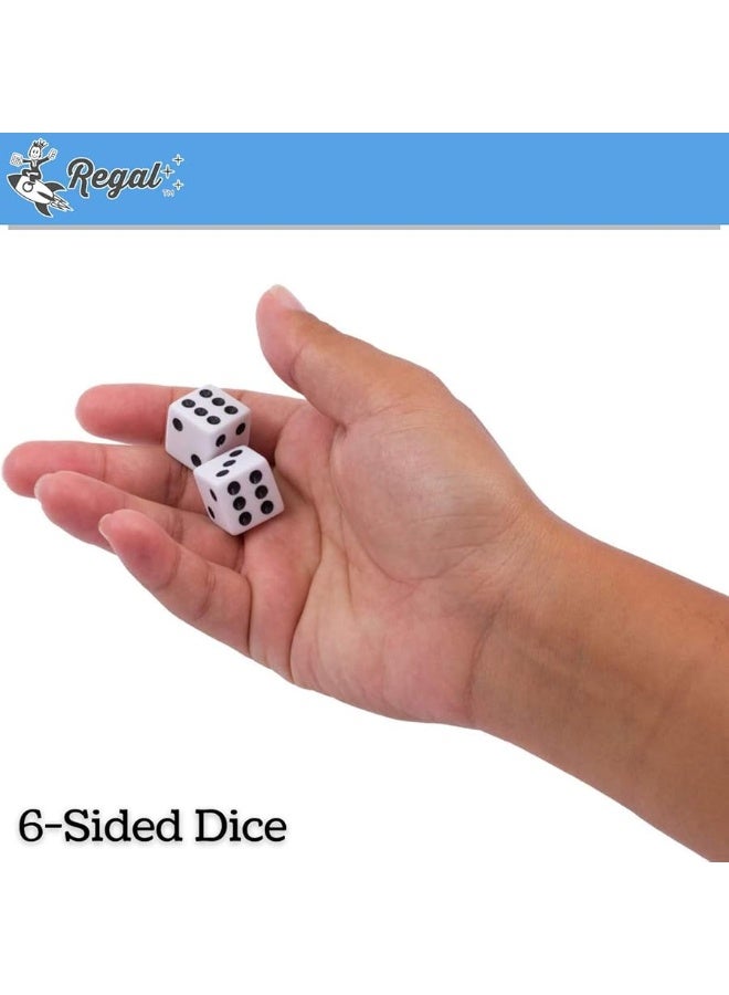 Regal Games Dice Set 6 Sided  Playing White 16mm Set of Dice  Square Dice for Classroom or Family Game Night  100 Dice