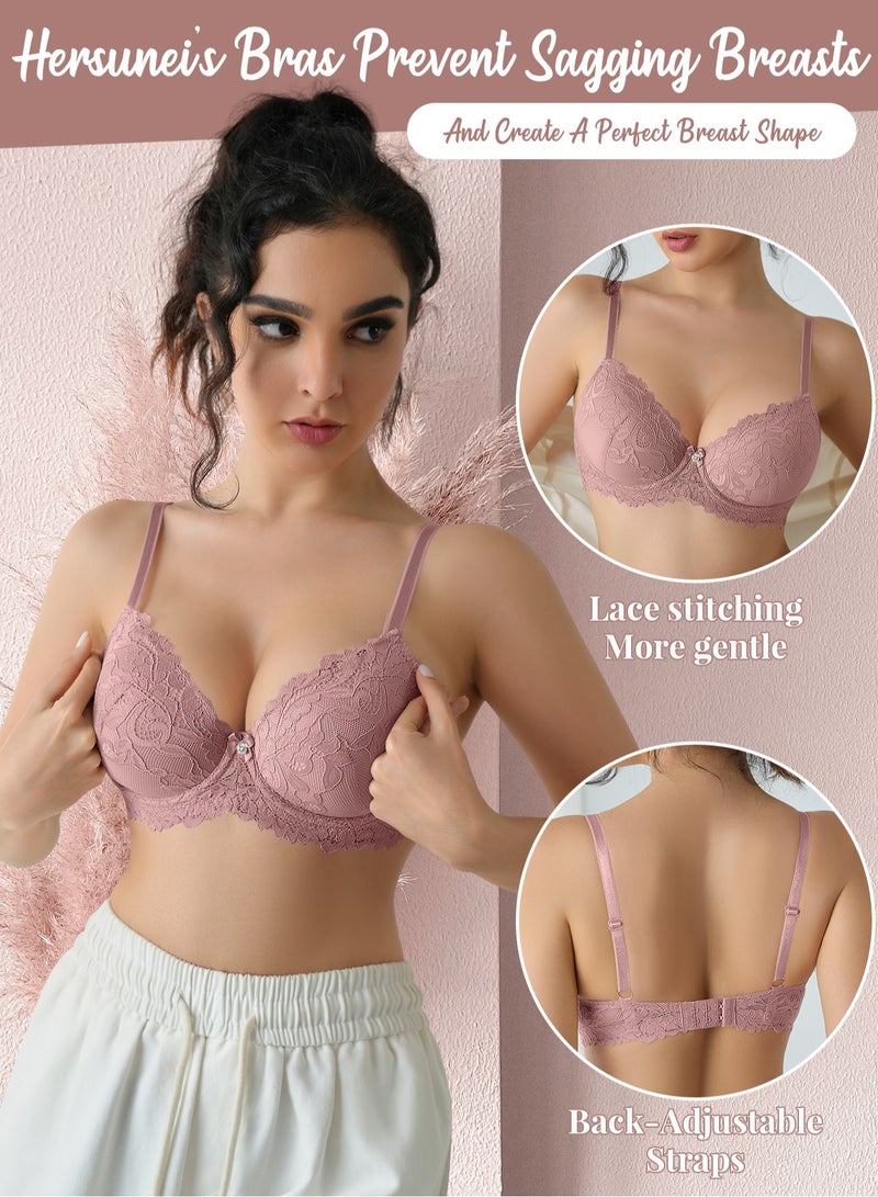 3Pcs Women Bra Comfortable Fabric Enhanced Breast Support Sagging Prevention