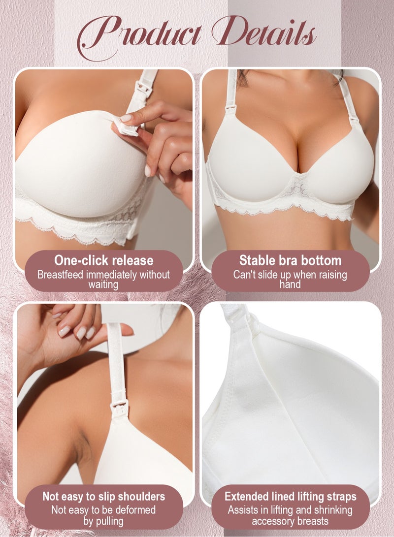 3Pcs Women Nursing Bra Instant Absorption Anti Overflow Quick Drying Fabric One-Handed Nursing Access