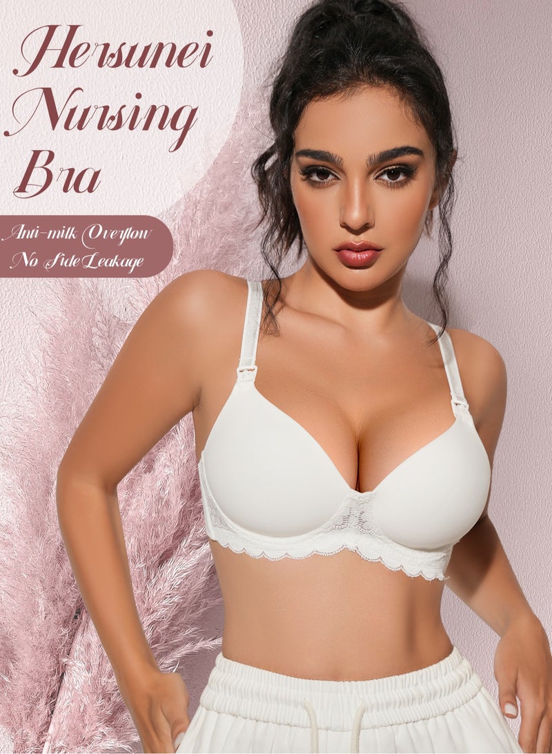 3Pcs Women Nursing Bra Instant Absorption Anti Overflow Quick Drying Fabric One-Handed Nursing Access