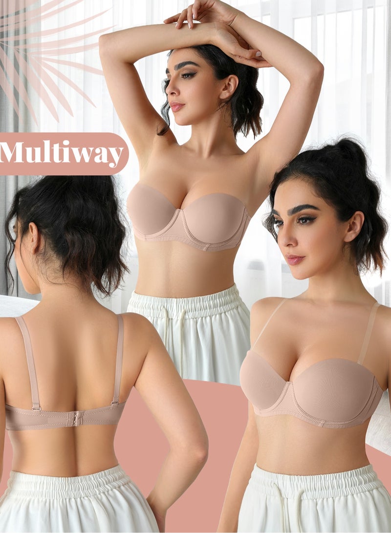 3Pcs Women Everyday Strapless Bra Underwire support non slip bra comfortable fabric