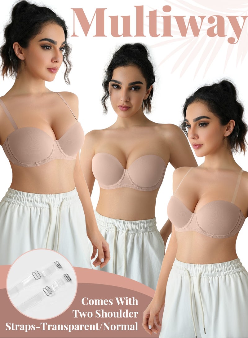 3Pcs Women Everyday Strapless Bra Underwire support non slip bra comfortable fabric