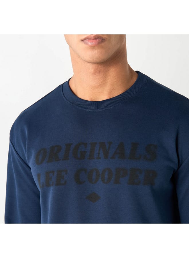 Lee Cooper Printed Sweatshirt with Long Sleeves and Crew Neck