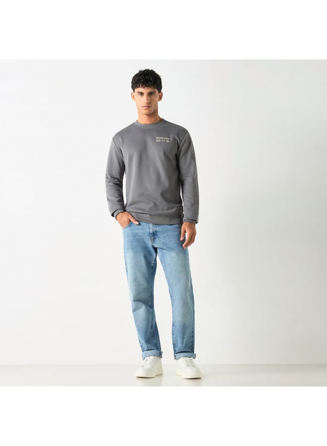 Lee Cooper Printed Sweatshirt with Long Sleeves and Crew Neck