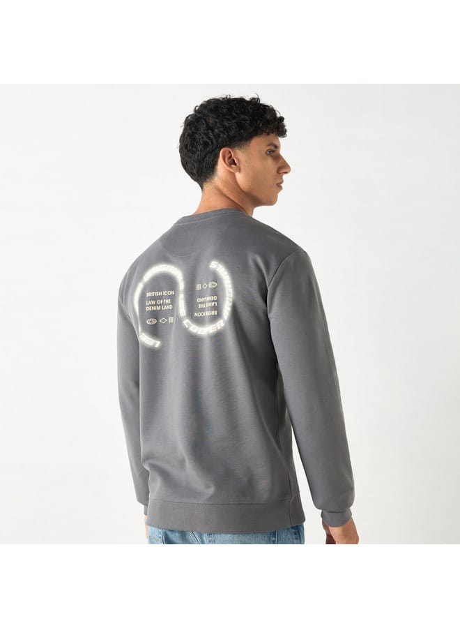 Lee Cooper Printed Sweatshirt with Long Sleeves and Crew Neck