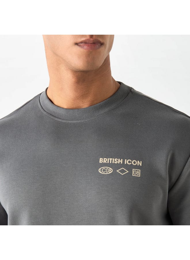 Lee Cooper Printed Sweatshirt with Long Sleeves and Crew Neck