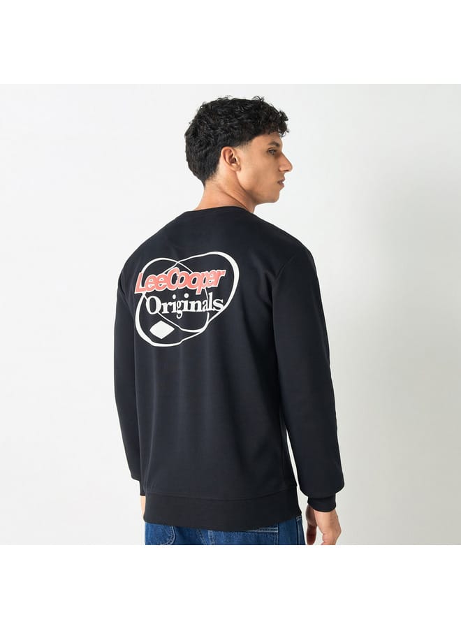 Lee Cooper Embroidered Sweatshirt with Long Sleeves and Crew Neck