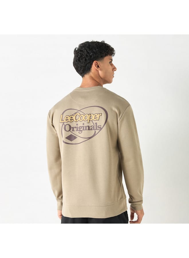 Lee Cooper Embroidered Sweatshirt with Long Sleeves and Crew Neck