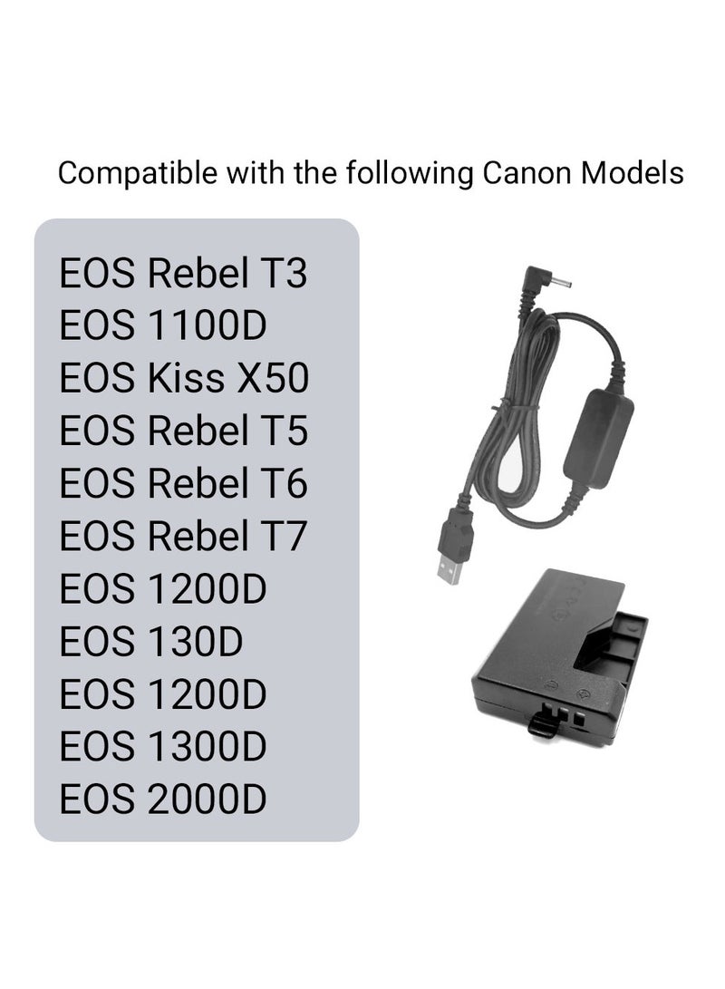 Dummy Battery ACK-E10 5V-8.4V USB Drive Cable DR-E10 DC Coupler for Canon