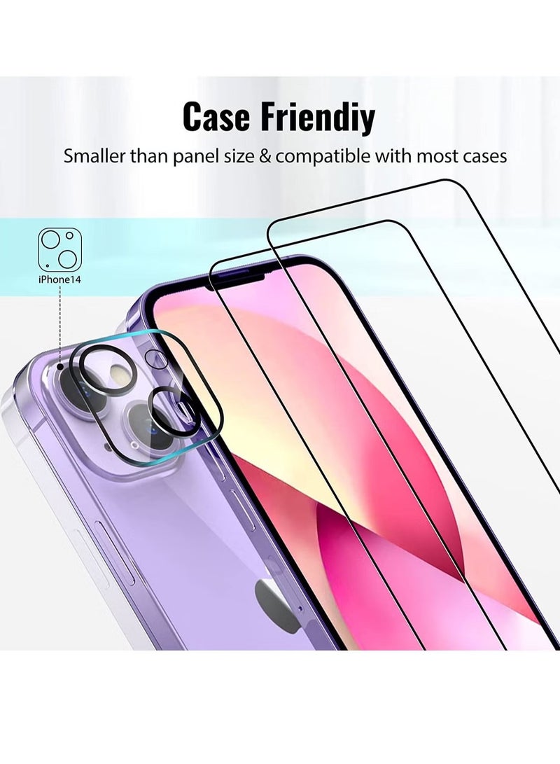 [2+2] Camera Lens Protector Compatible with iPhone 14 Plus 6.7 inch [2022 RELEASE ] with 2 Pack Tempered Glass Camera Lens Protector+2 Pack Tempered Glass 9H Hardness Ultra HD Easy to Install