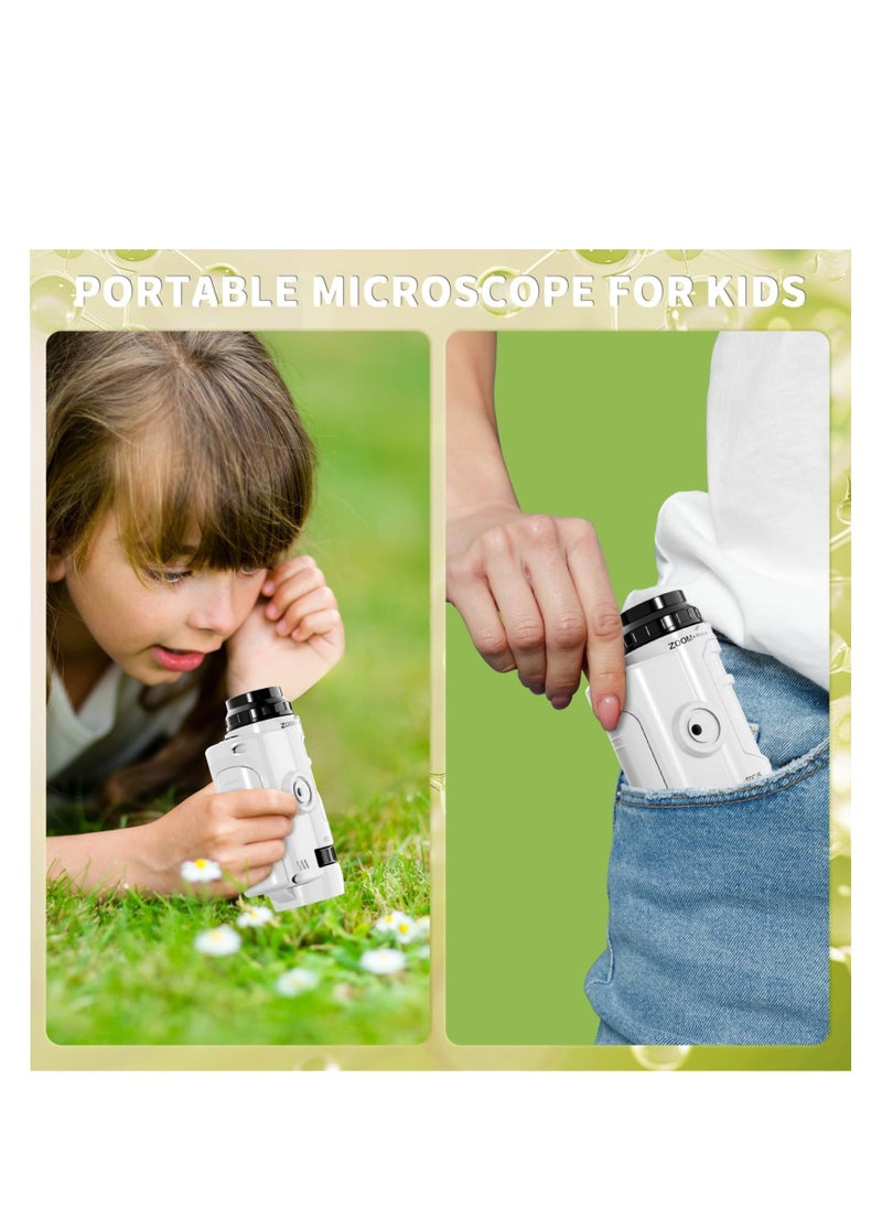 Microscope for Kids, Kids Beginner Handheld Microscope Science Kit, with 60X-120X Microscope & 12 Slides, Science Experiments Kit STEM Project Toy, for for Kids Boys Girls