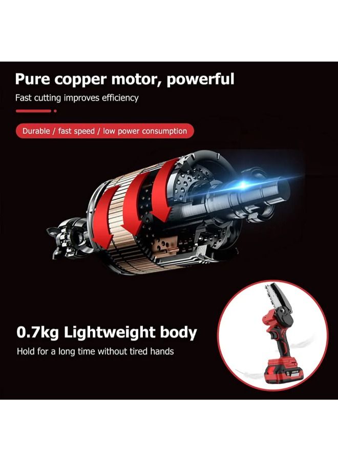 One Hand Electric Mini Chainsaw Cordless 6 Inch Small Chain Saw With Rechargeable Battery Portable Cutting Tool For Tree Branch Trimming Wood Gardening