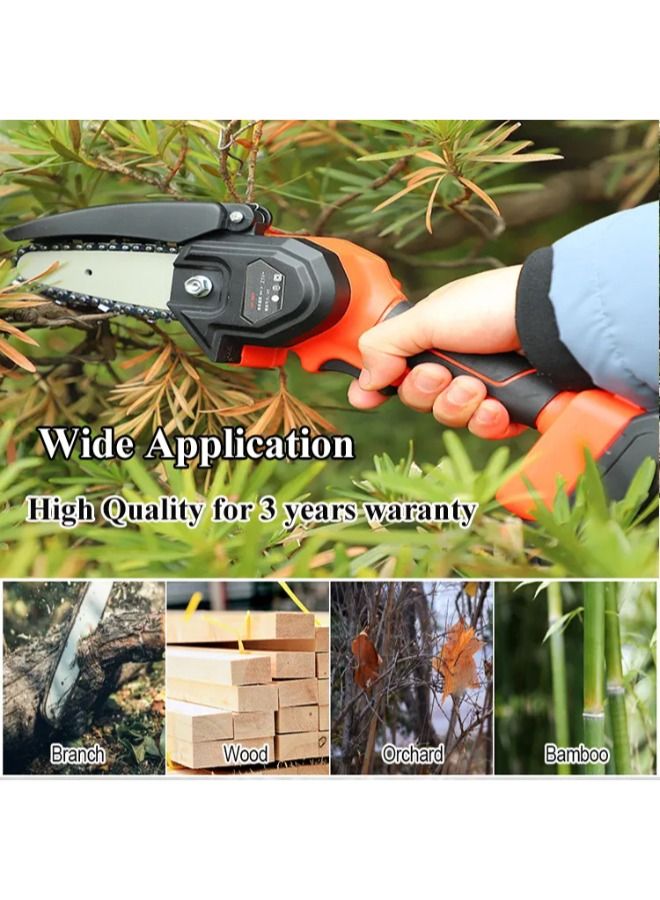 One Hand Electric Mini Chainsaw Cordless 6 Inch Small Chain Saw With Rechargeable Battery Portable Cutting Tool For Tree Branch Trimming Wood Gardening