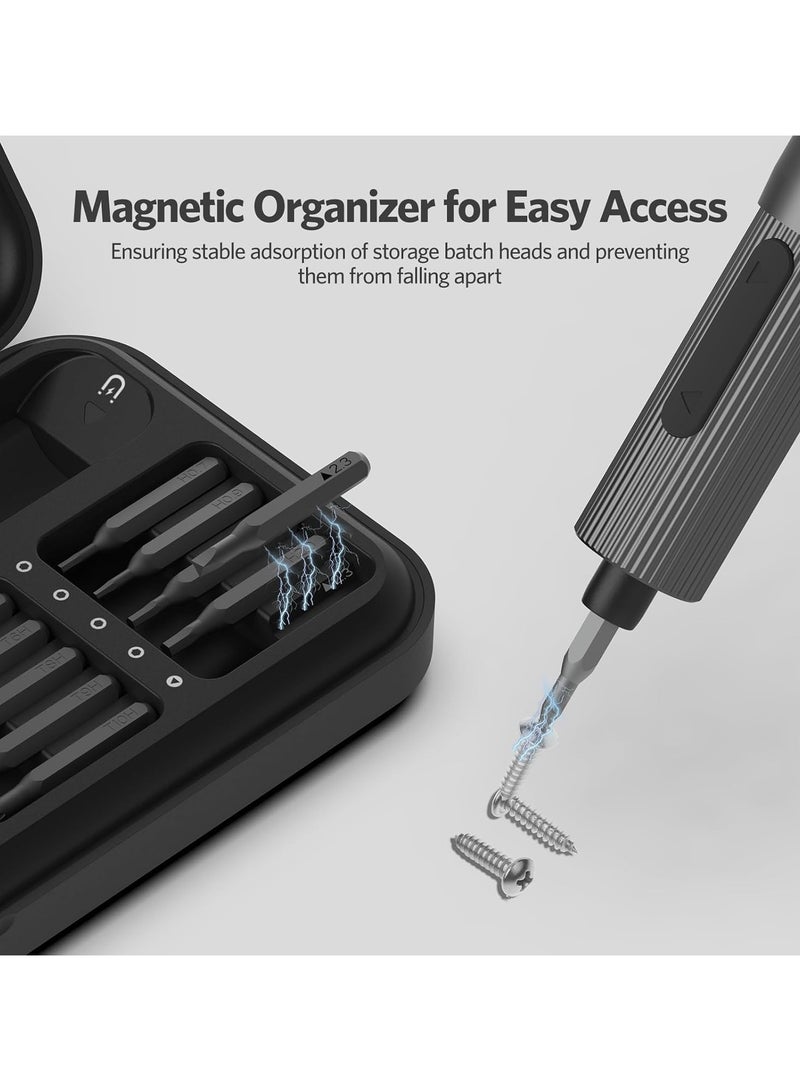 Precision Electric Screwdriver E2, All-in-One Magnetic Bits, Max 3 N.m, Magnetic Storage, Repair Tool Set for Phone Camera Laptop Watch, Screw in & Out, Two Speed Options, Rechargeable