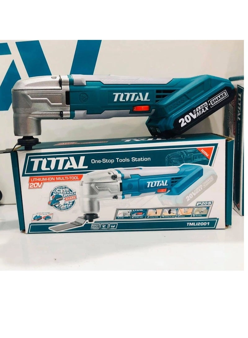 Total 20V Lithium-Ion Cordless Multi-Tool Kit with Accessories - Versatile 6-Speed Oscillation Tool for Cutting, Scraping, and Sanding