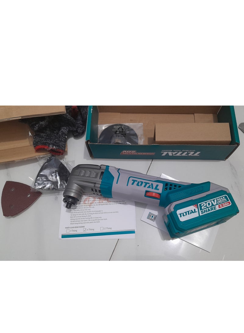 Total 20V Lithium-Ion Cordless Multi-Tool Kit with Accessories - Versatile 6-Speed Oscillation Tool for Cutting, Scraping, and Sanding