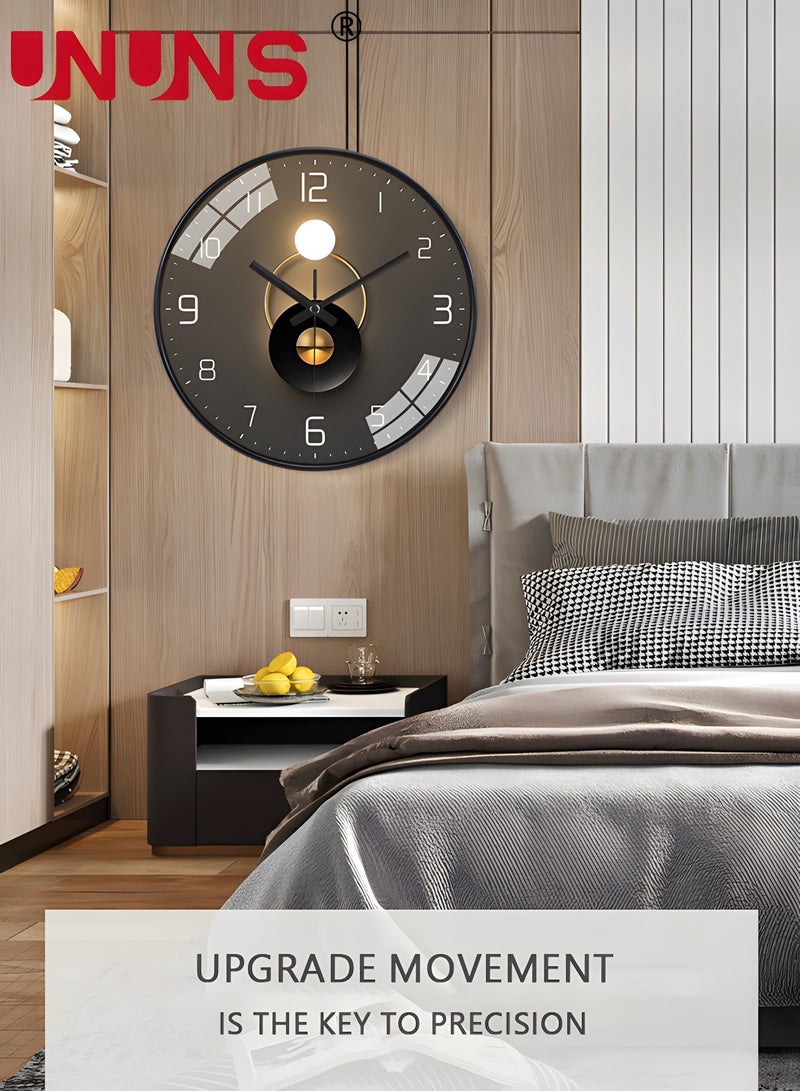 12 Inch Wall Clock, Silent Non-Ticking Wall Clock Glass Round Clocks Modern Quartz Clock, Modern Decorative Wall Clocks for Home Living Room Bedroom Kitchen