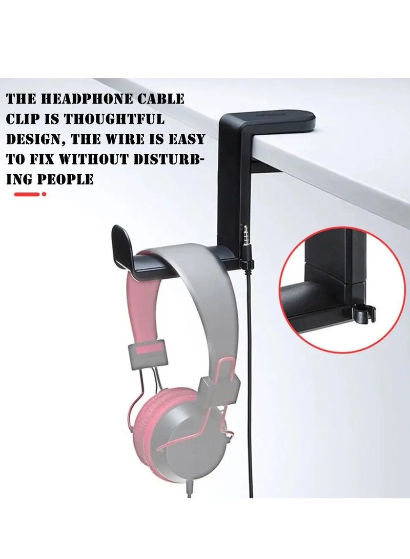 Rotating Headphone Stand, 360 Degree Rotating Headphone Holder, Adjustable Clamp On Gaming Headset Desk Hanger, Portable Headphone Hanger Hook For Controller Headphones, (1pc, Pink)