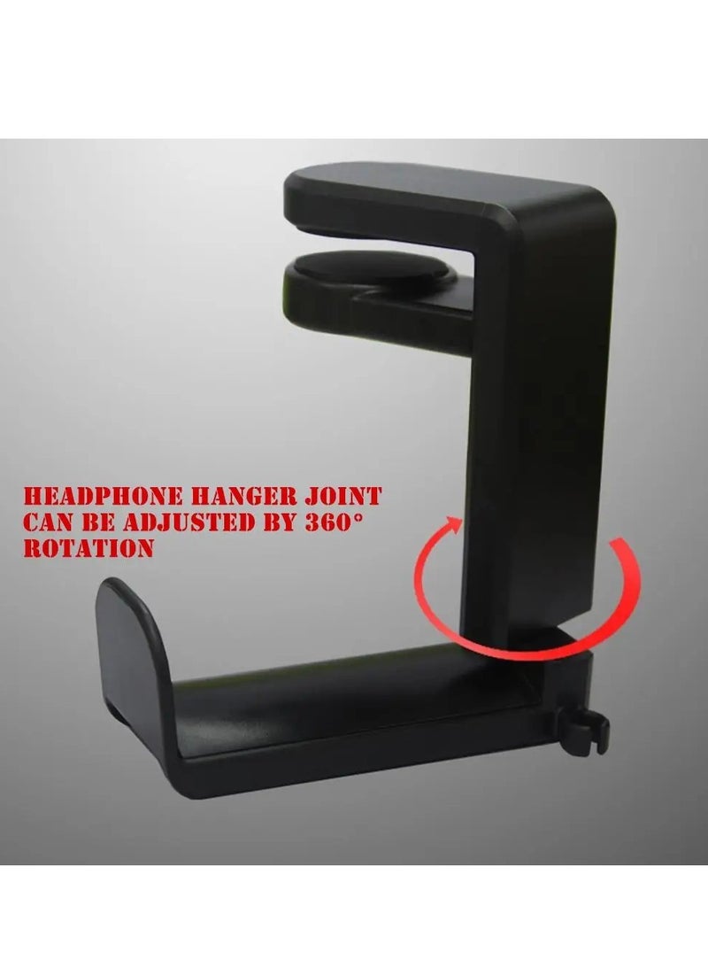 Rotating Headphone Stand, 360 Degree Rotating Headphone Holder, Adjustable Clamp On Gaming Headset Desk Hanger, Portable Headphone Hanger Hook For Controller Headphones, (1pc, Black)