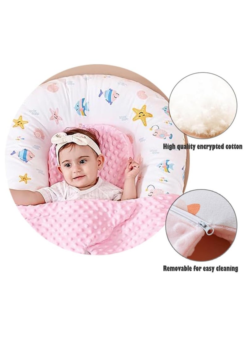 Baby Lounger for Newborn Cover, Newborn Baby Nest Cover with Anti Reflux Pillows, Baby Bed Breathable & Portable Infant Lounger - Cotton Soft Baby Floor Seat for Travel, Newborn Essentials