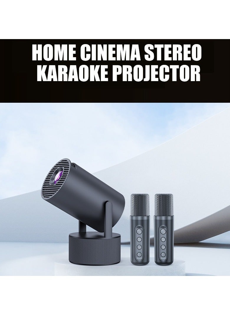 Smart Portable Projector Home Cinema Stereo Karaoke Projector Dual Band WiFi6 +BT5.0 Module Rotates 180° Manual focus and Automatic Keystone Correction Technology White