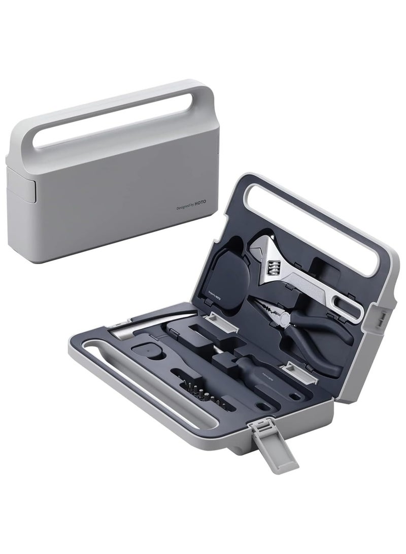 HOTO Manual Toolbox Hand Tool Set Portable Screwdriver Spanner Hammer Tape Measure Pliers Home Repair Installation Toolbox