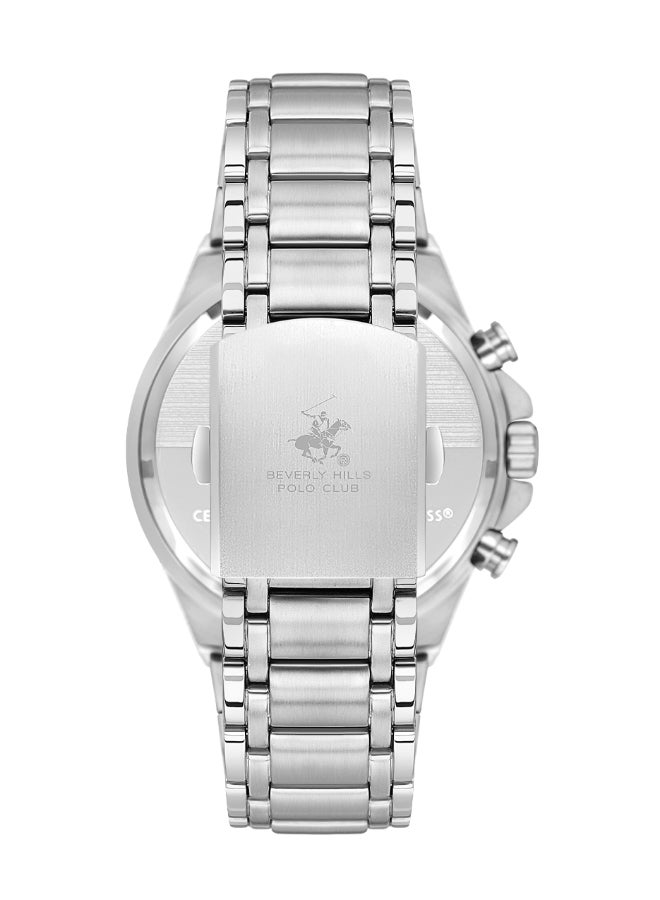 Beverly Hills Polo Club Men's Watch, Multi Function Display and Metal Strap - BP3612X.390, Silver