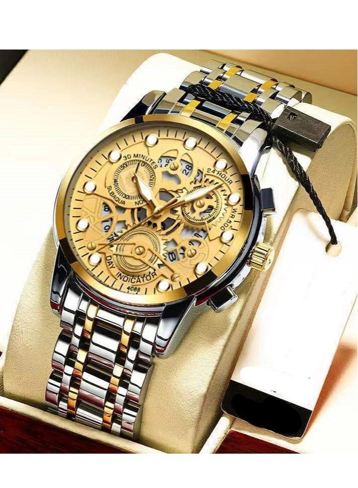 Men's Fashion Skeleton Waterproof Luminous Quartz Watch