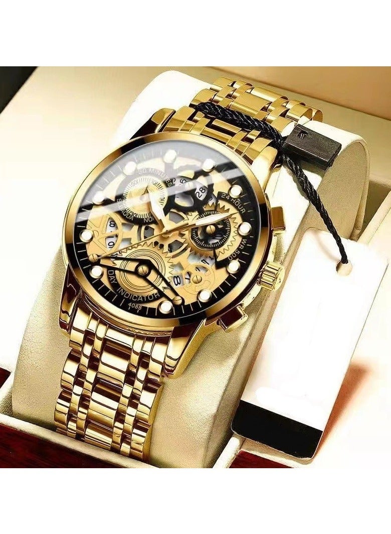 Men's Fashion Skeleton Waterproof Luminous Quartz Watch