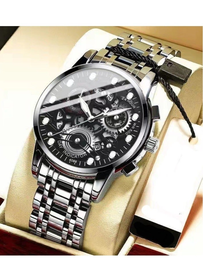 Men's Fashion Skeleton Waterproof Luminous Quartz Watch