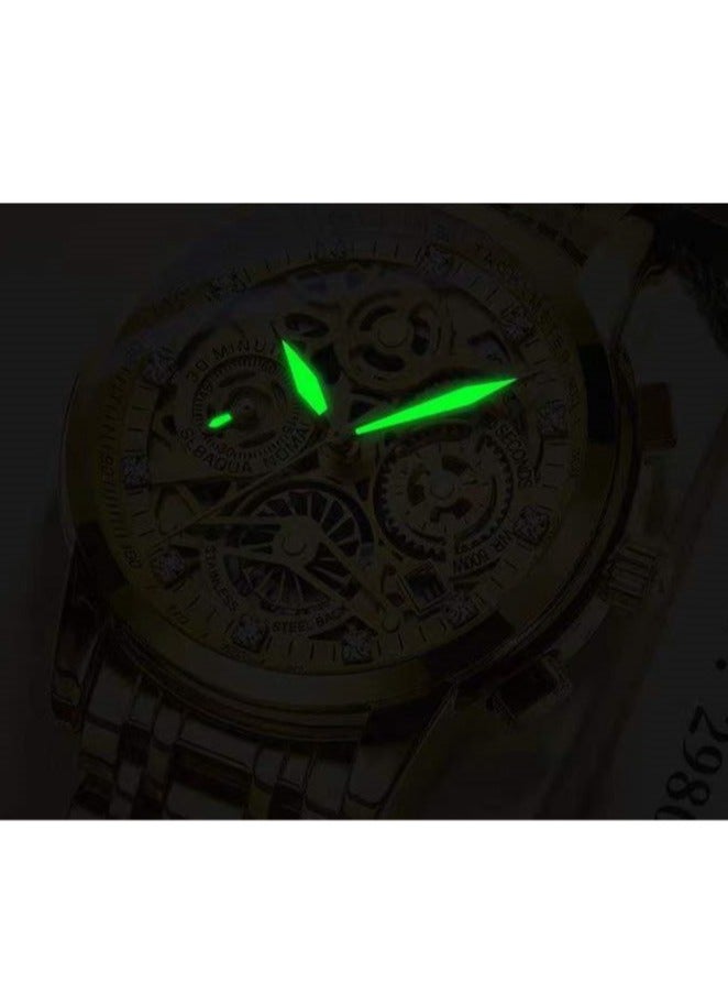 Men's Fashion Skeleton Waterproof Luminous Quartz Watch