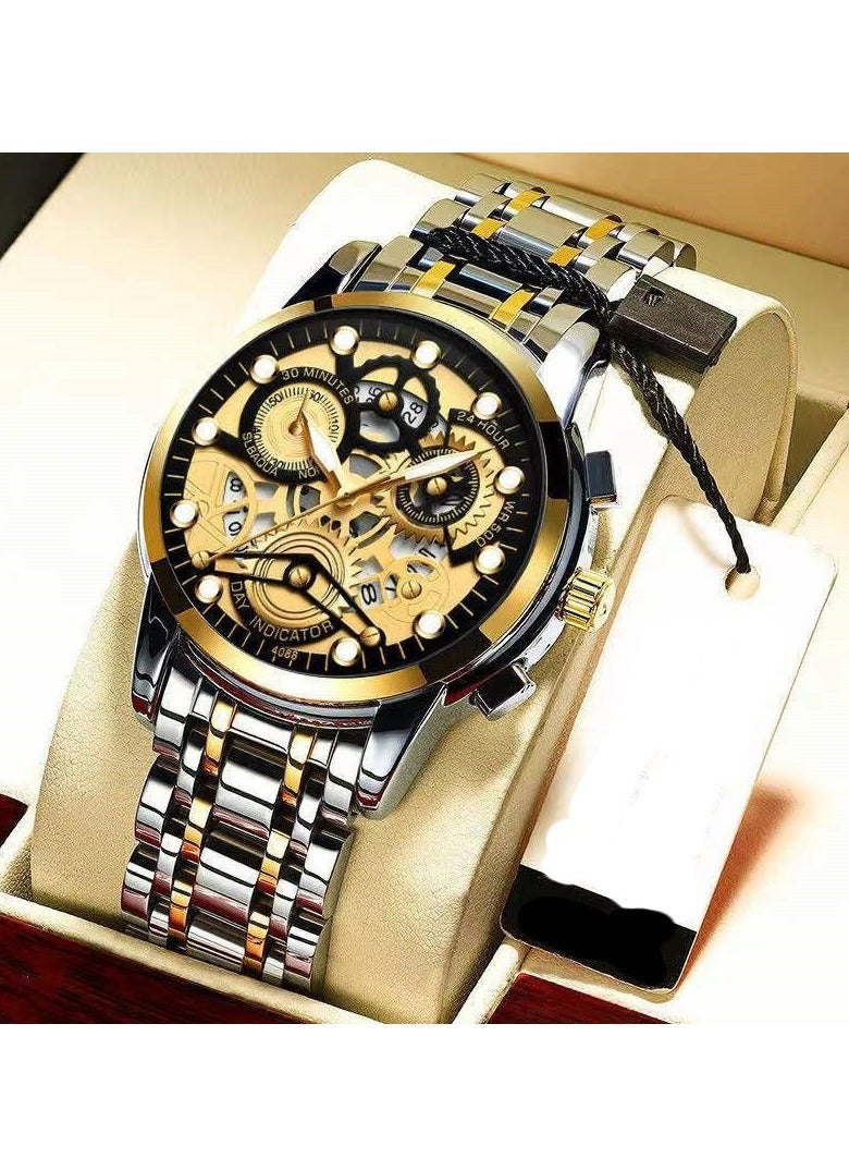 Men's Fashion Skeleton Waterproof Luminous Quartz Watch