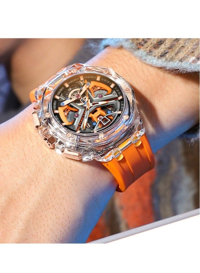 Men's Fashion Skeleton Waterproof Luminous Quartz Watch